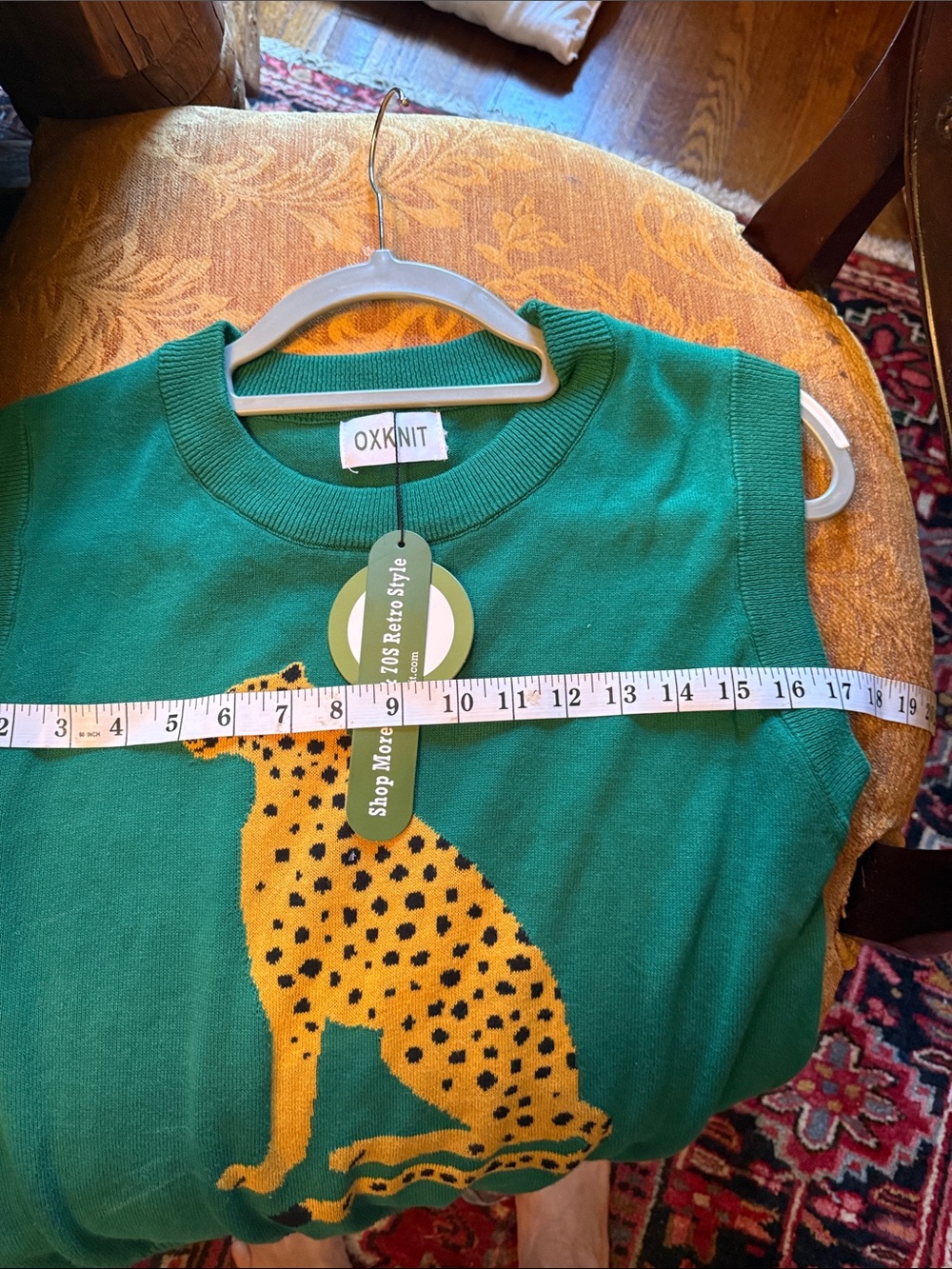 OXKNIT Green Sleeveless Tank Top with Yellow Cheetah Graphic - Picture 6 of 7